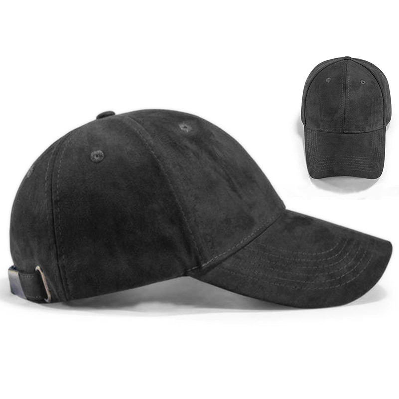 Gorra deportiva promocional personalizada de seis paneles, gorra de béisbol unisex de color sólido de gamuza con corona profunda y visera rígida.