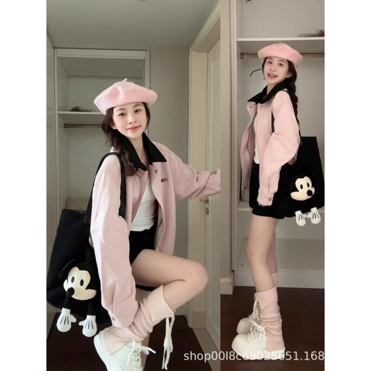 Korean Pink Suede Small Fragrance Jacket for Women Spring & Fall 2025 New American Short Niche Jacket Lapel Top