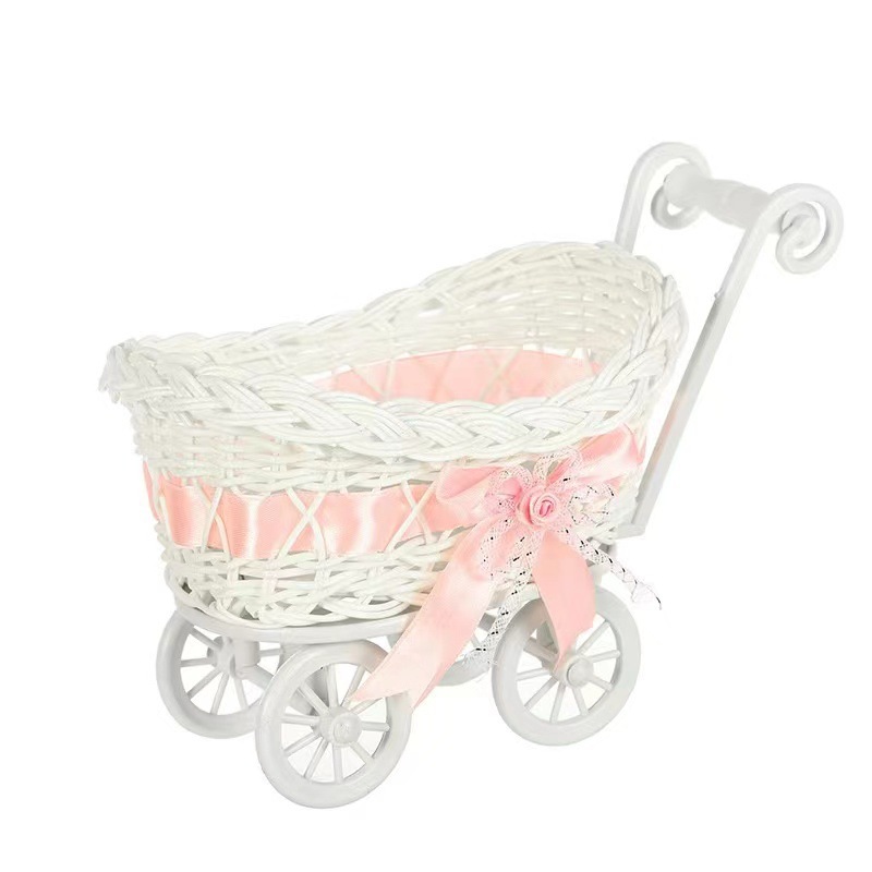 Lindo carrito decorado imitación de canastas de frutas de azúcar de Ratán canastas de frutas de azúcar para niños canastas de flores decoración de bodas bocadillos canastas de dulces