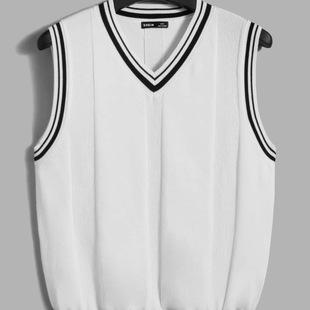 Xiyin European and American Cross-Border Summer Pure Color V Neck Knitwear Trendyy Preppy Style Sleeveless Vest Vest Top for Men
