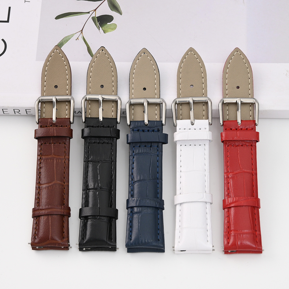 Correa de cuero con estampado de cocodrilo de venta caliente Correa de hebilla de aguja de bambú de múltiples especificaciones Correa de reloj de color unisex con interruptor