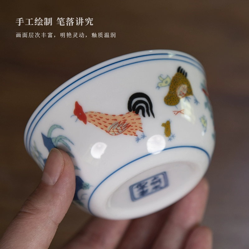 Античная чашка из Фс Ming династии Чэнхуа Доуцай синий цыпленок Jingdezhen Китайская чашка Kung Fu чайный набор расписная мастерская чашка чайная чашка