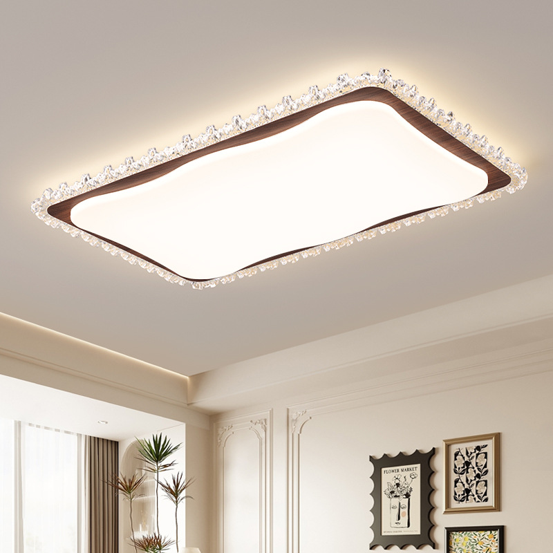 Luz de techo de la sala de estar francesa de lujo moderno y simple color nuez creativo de protección de ojos de cristal sala de luz principal 472L