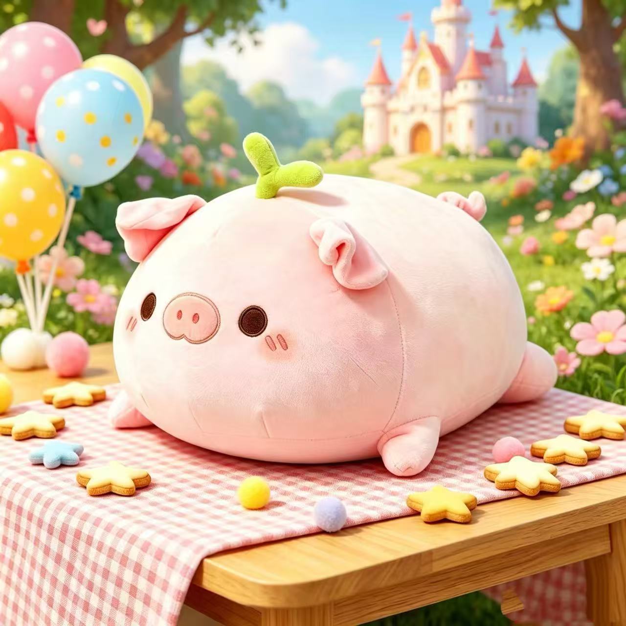 Cute little pig plush pillow toy, stuffed animal, little grass pig children's doll, a birthday gift for a best friend