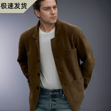 2023亚马逊跨境男士纯色西装夹克外套春秋季休闲大衣潮流 时尚