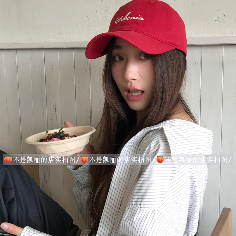 小红帽！活力吸晴字母刺绣棒球帽子女大头围显脸小情侣百搭鸭舌帽|undefined