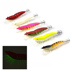 FISHKING Soft Foot Wood Shrimp Squid Hook Lure Fake Shrimp Simulation Night Glow Fishing Bait with Steel Beads Cross-border