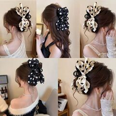 黒の大きなリボンヘアアクセサリーフレンチエレガントなヘアピン女性の後頭部ハイポニーテールヘアピンフラワーテーラードシャーククリップ