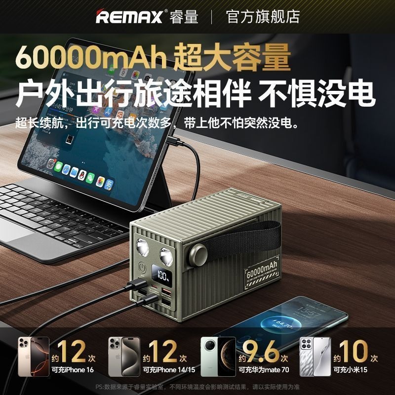 remax睿量创意集装箱设计带照明灯60000毫安户27W快充外移动电源|undefined