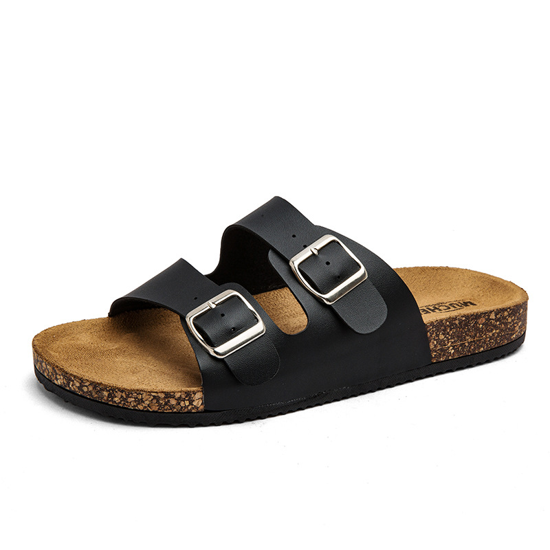 Zapatillas Birkenstock de verano, uso casual, sandalias y zapatillas de pareja con punta abierta de doble hebilla, estilo explosivo transfronterizo, chanclas retro para hombres