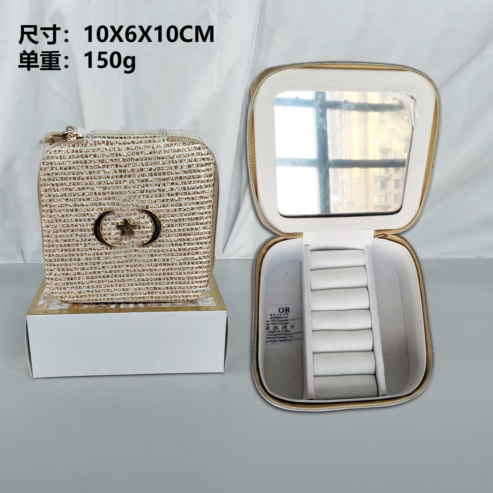 新しい化粧品バッグ、国内向けピンクのスペースコットン、超柔らかさ、ポータブル、高級ハンドバッグ、化粧品収納バッグ