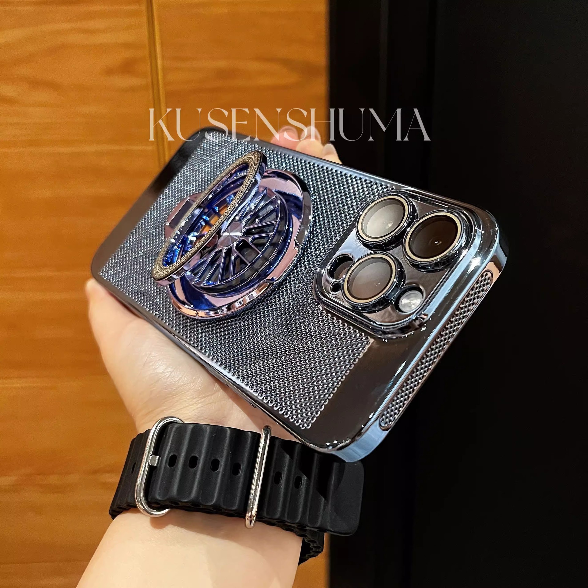 Aplicable para iPhone17AIR caso de teléfono móvil giroscopio soporte galvanizado ventilador disipación de calor malla manzana 16 caso duro a prueba de caídas