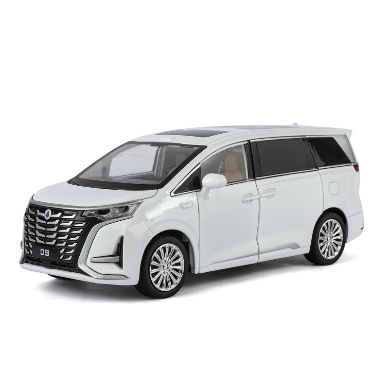 1:24 Denza D9 Alloy Model Pull Back Sound and Light New Energy Mpv Business Car Model Collection Shop Cabinet Ornaments