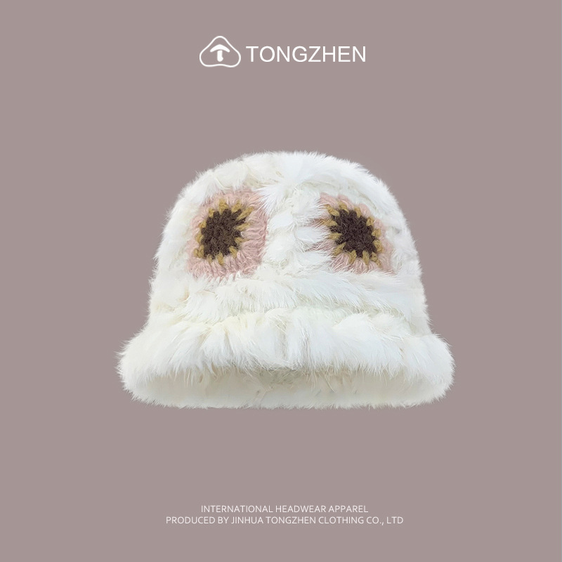 China-Chic Kaninchenhaar Löwe Erwachen Niedlicher Plüsch-Tigerkopf für Kinder, chinesische gestrickte Fischermütze im Winter_voghion.com