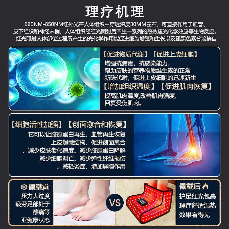 亚马逊爆款升级充电款足部脚踝红光理疗仪热敷震动按摩护脚踝康复|undefined