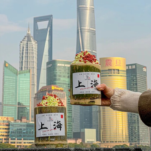 Bamboo tube milk tea cup cake decoration biscuit ornaments fig grapefruit dried fruit Oreo biscuit ice cream