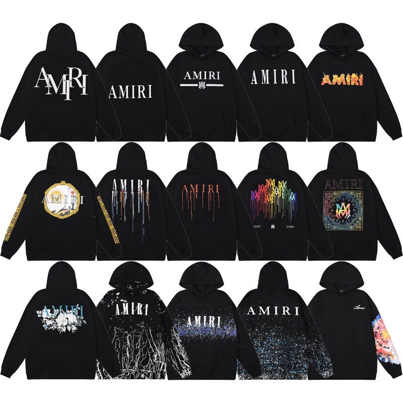 Amiri Sweatshirt Collection Cross-Border American Fashion Letter Print 360g Terry Men's Loose Casual Hooded Sweatshirt Amiri Sweatshirt Collection Cross-Border American Fashion Letter Print 360g Terry Men's Loose Casual Hooded Sweatshirt