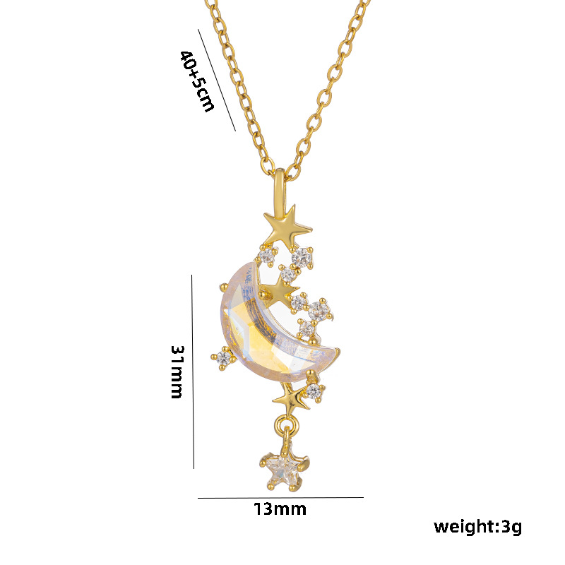 Collana con pendente a forma di luna e stelle per donna argento_voghion.com