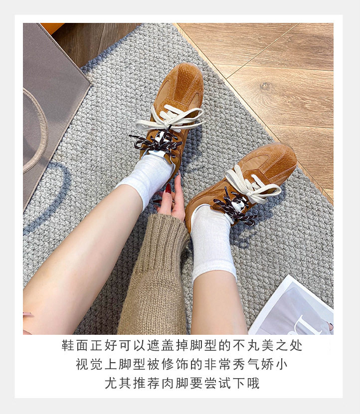 Giày thể thao nữ cỡ lớn lót lông giữ ấm, kiểu dáng thường ngày, dây buộc, cổ thấp — Màu kaki, Màu mơ, Màu vàng chi tiết 8