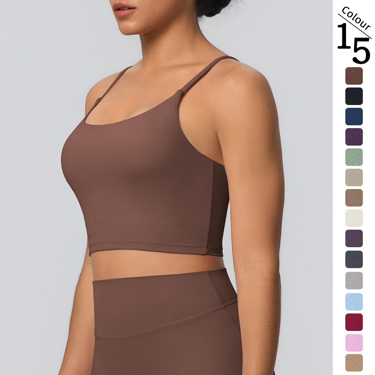 Cross-Border New Yoga Tops, Sports Bras with Chest Pads, Thin Straps, Beautiful Back Running Fitness Vests, Sling Yoga Clothes