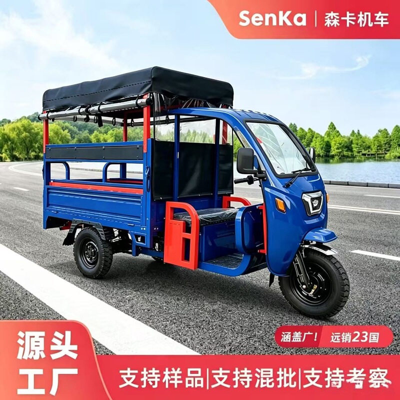 Cross-border dual-purpose electric tricycle for passenger and cargo use, popular export model for home passenger and cargo transport