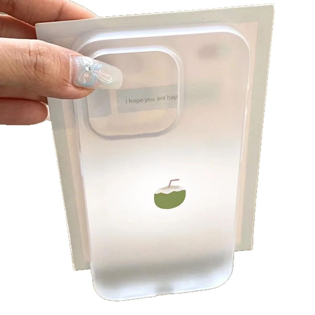Capa para celular feminina com estampa de coco fresco, compatível com iPhone 15, 16, 13 Pro Max, desenho animado, 14, transparente, 12._voghion.com