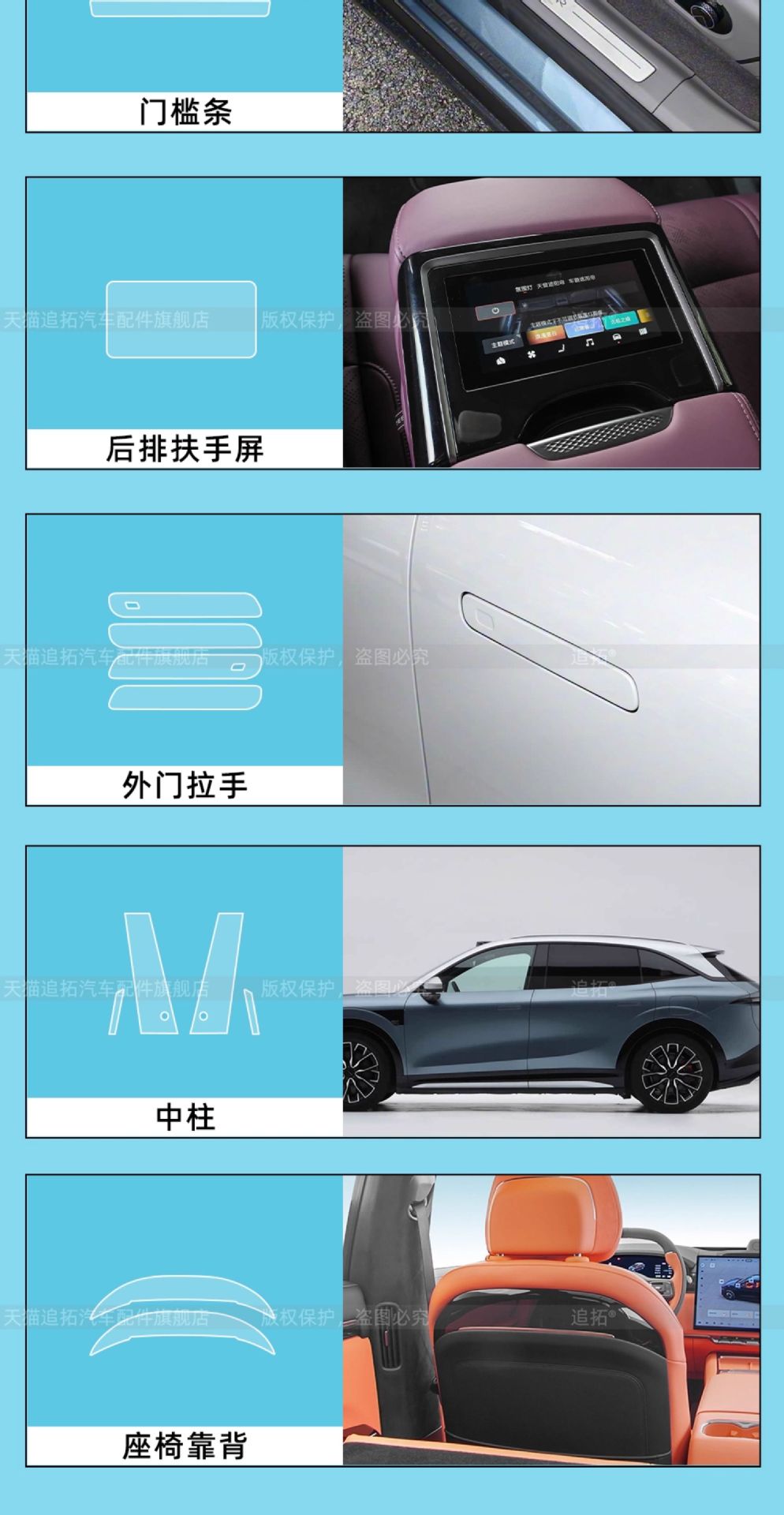 Suitable for 26 Models of Zeekr 7X Window Lift Panel Film Interior Protection Central Control Display Screen Tempered Film Modification