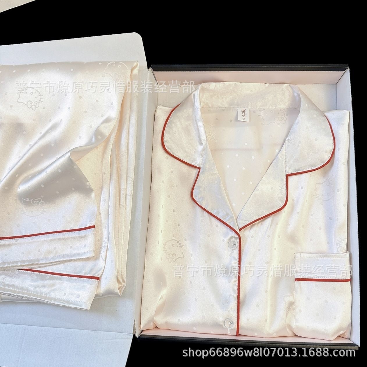 Pijama de verano nuevo hielo pantalones cortos de mangas cortas de dibujos animados KT gato coreano dormitorio de estudiantes ropa delgada set
