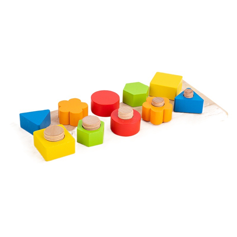 Nueva educación temprana de los niños madera giro tornillo pila fina acción forma color juguete cognitivo