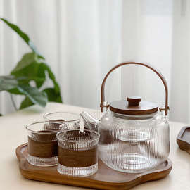 ♔花草水果茶壶蒸茶茶壶煮茶壶泡茶壶耐高温玻璃咖啡壶家用茶壶套