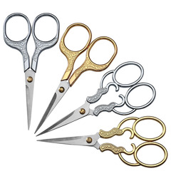 Household Scissors, Tea Clippers, Tailor's Thread-Trimming Classic Small Scissors with Plum Blossom Design, Creative Embroidery Scissors, Mini Retro Tiny Scissors