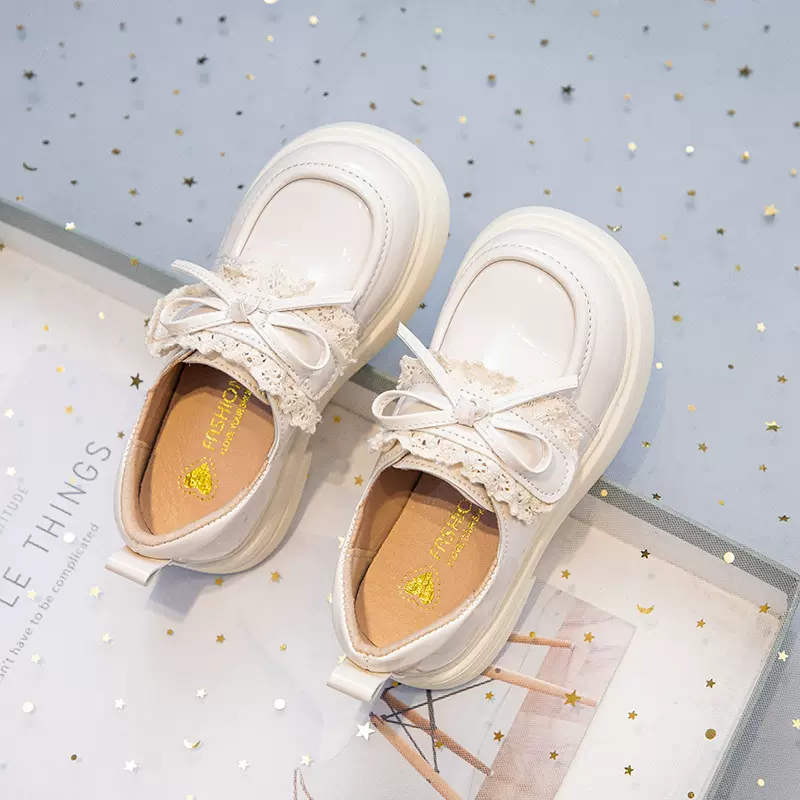 女童黑色皮鞋韩版蝴蝶结公主鞋2025秋季宝宝软底中大童表演鞋