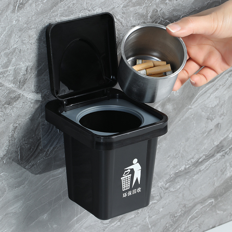 ゴミ箱壁掛け灰皿クリエイティブトイレ灰皿ホームパーソナライズされたリビングルームバスルーム蓋付き飛散防止灰|undefined