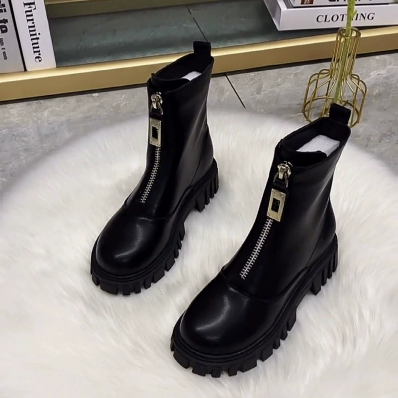 Ботинки‑анкл (Martens) в английском стиле, платформа, опция с меховой подкладкой, мягкая подошва