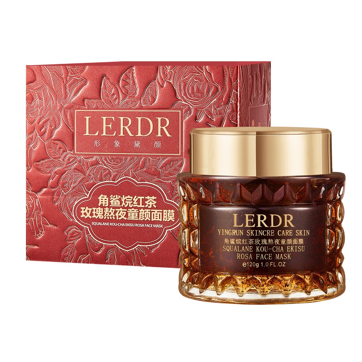 Image Deyan squalane black tea rose staying up mask hydrating moisturizing brightening skin color light grain coated jelly film