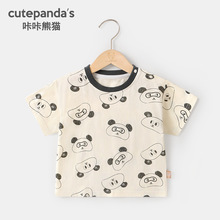 咔咔熊猫女童短袖t恤男童夏装婴儿休闲上衣儿童半袖宝宝夏季童装