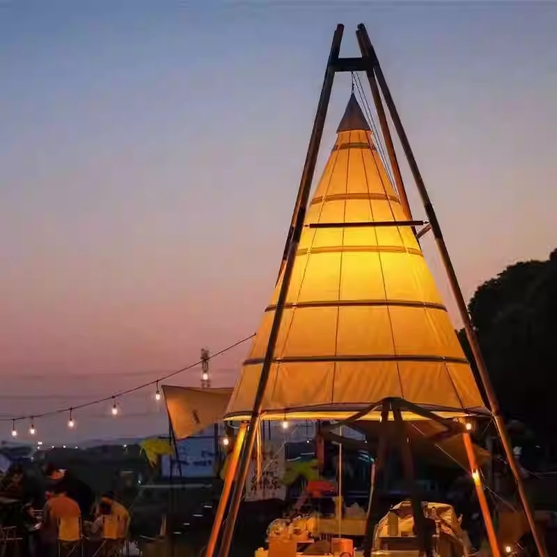 Luz de lujo triángulo red carpa de comidas al aire libre Hotpot Hotel camping lugar escénico Cottage Residence Hotel Tent