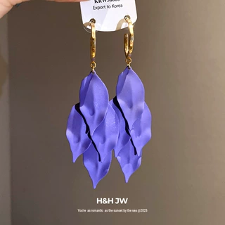 银针喷漆花朵流苏耳环度假风甜美简约耳钉时尚气质耳饰设计感小众