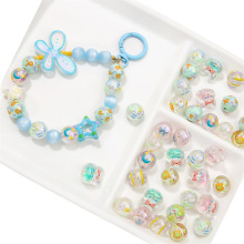亚克力七彩创意圆珠子diy手工制作发圈手链饰品材料配件跨境批发