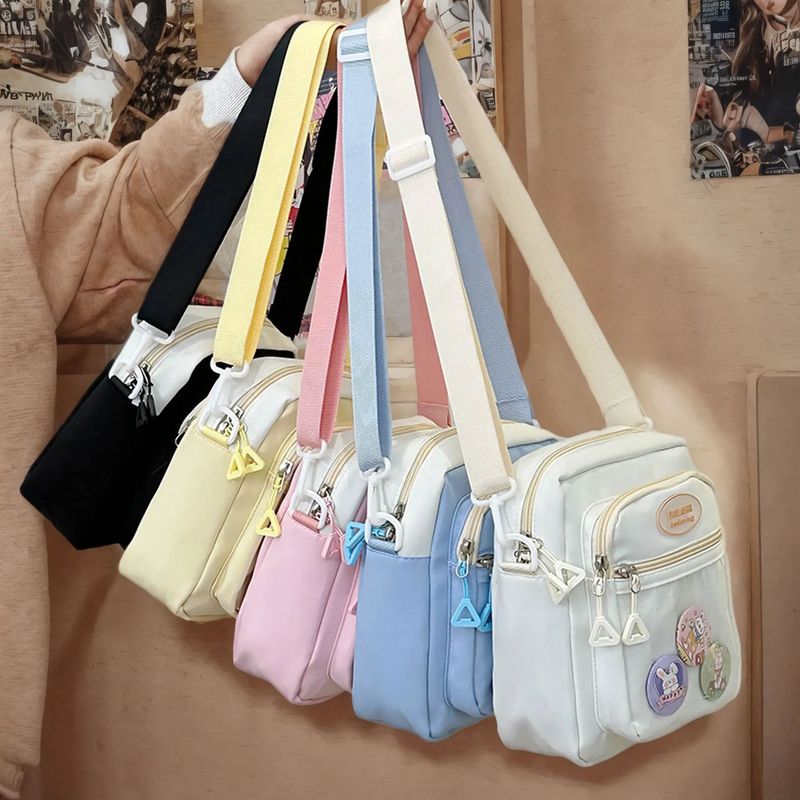 This Year's Trendy Women's Bags 2026 New Shoulder Bag Korean Style Multi-Pocket Sweet Color-Blocking Crossbody Bag Nylon Fabric