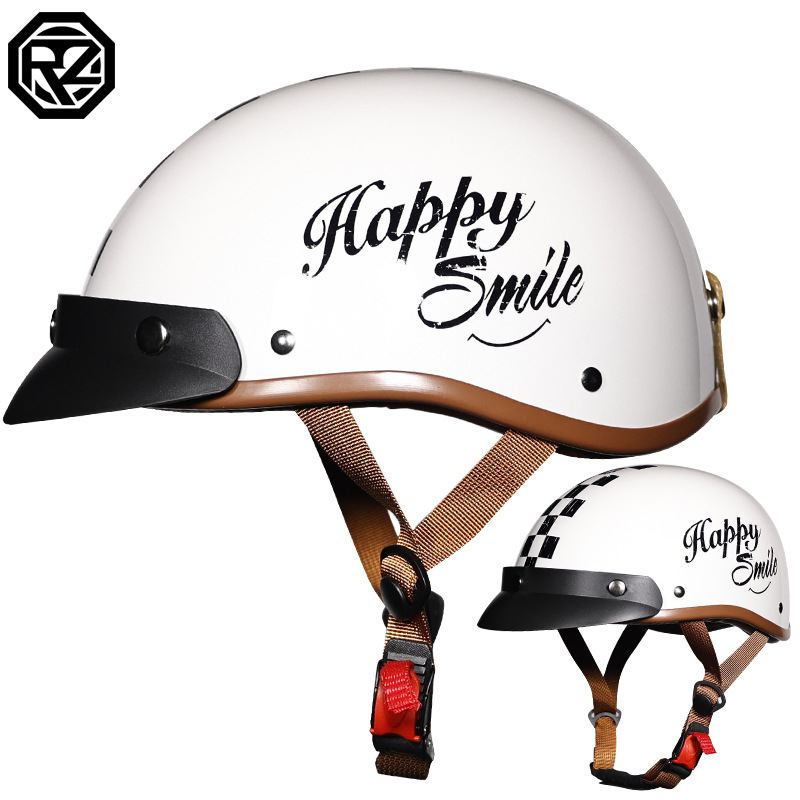 Casco de motocicleta, gorra de motocicleta retro, medio casco, casco de seguridad para vehículos eléctricos para hombres y mujeres, casco con visera, para todas las estaciones