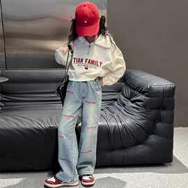 女童秋装韩国套装短款上衣2025新款女孩长袖卫衣中大童春秋两件套