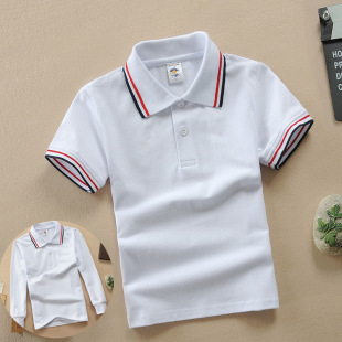 �ļ�ɫ����T��ͯ�b1-15�qkids polo�����I��ŮͯУ���@��ӆlogo��