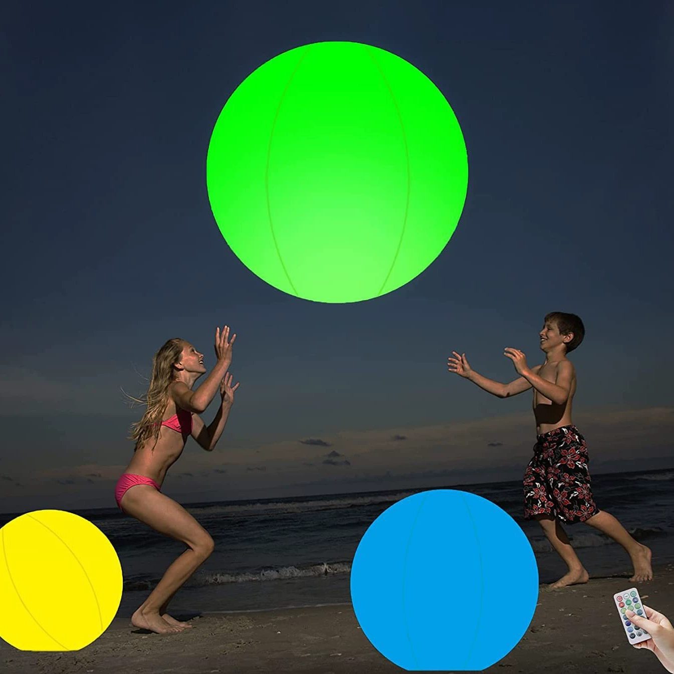 Inflatable LED Ball, PVC Floating Pool Light 30 cm, Remote-Controlled, Waterproof