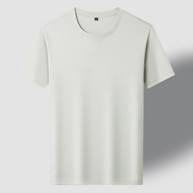 80 hombres de hombro recto, lujo ligero, alta calidad, color sólido, media manga, camiseta de manga corta, algodón de caballo, camiseta para hombres, personalización de verano