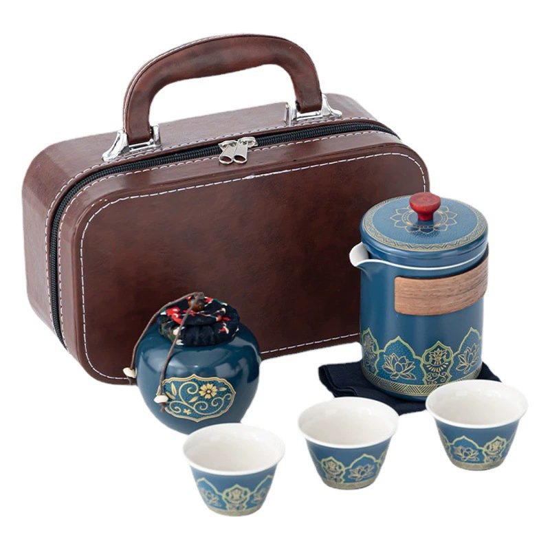 Набор для чая в дорогу, компактный портативный набор для кунг-фу чая, стиль для кемпинга на природе, быстрая чашка, бизнес-подарок, сувенир с логотипом