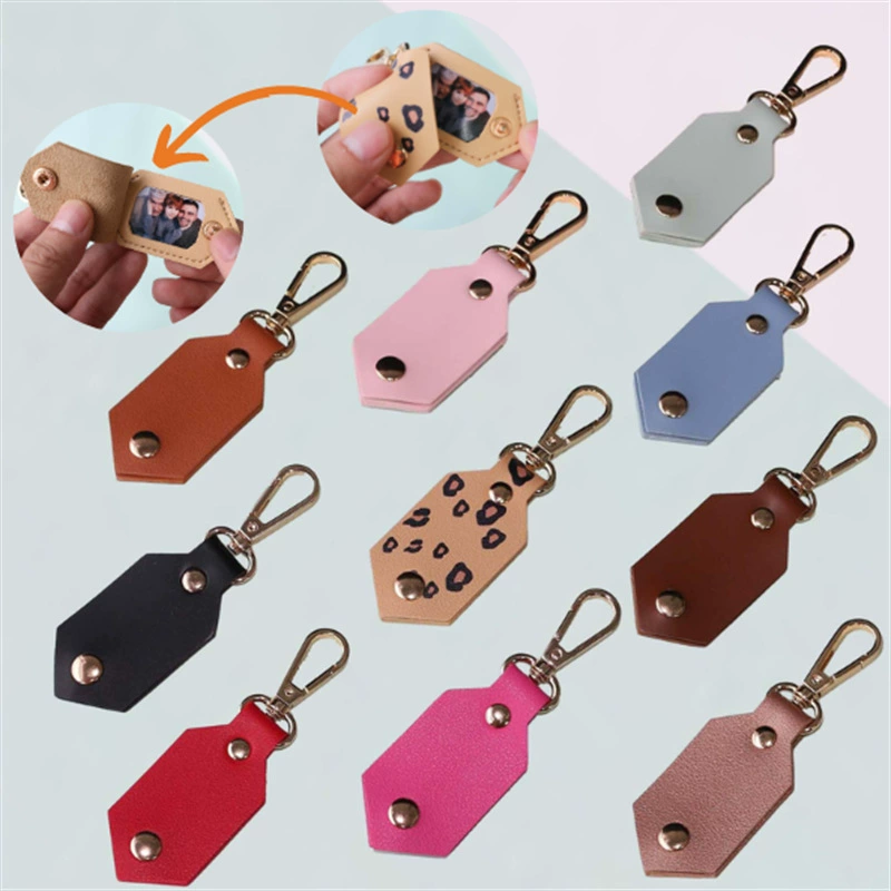 Ручной работы кожаный чехол для хранения фото на брелоке DYD, чехол для хранения фото на брелоке с сублимацией, подарочный брелок