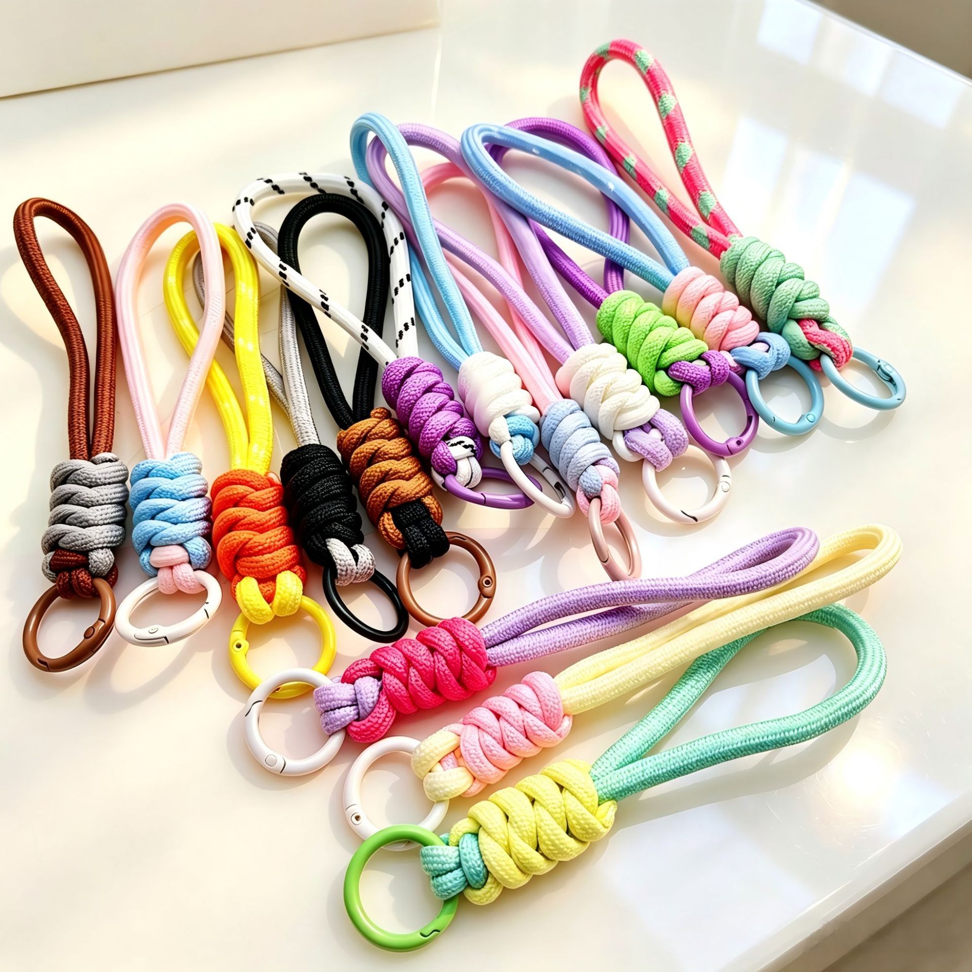 Cute Dopamine Short Phone Lanyard from Xiaohongshu, Dopamine Colorful Rope Keychain Lanyard Accessory