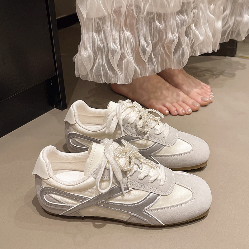 平底インナー高さ女性のレトロファッション道徳トレーニングシューズ夏の新しいパールスタイル多用途ソフトソールレディースカジュアルスポーツ|undefined
