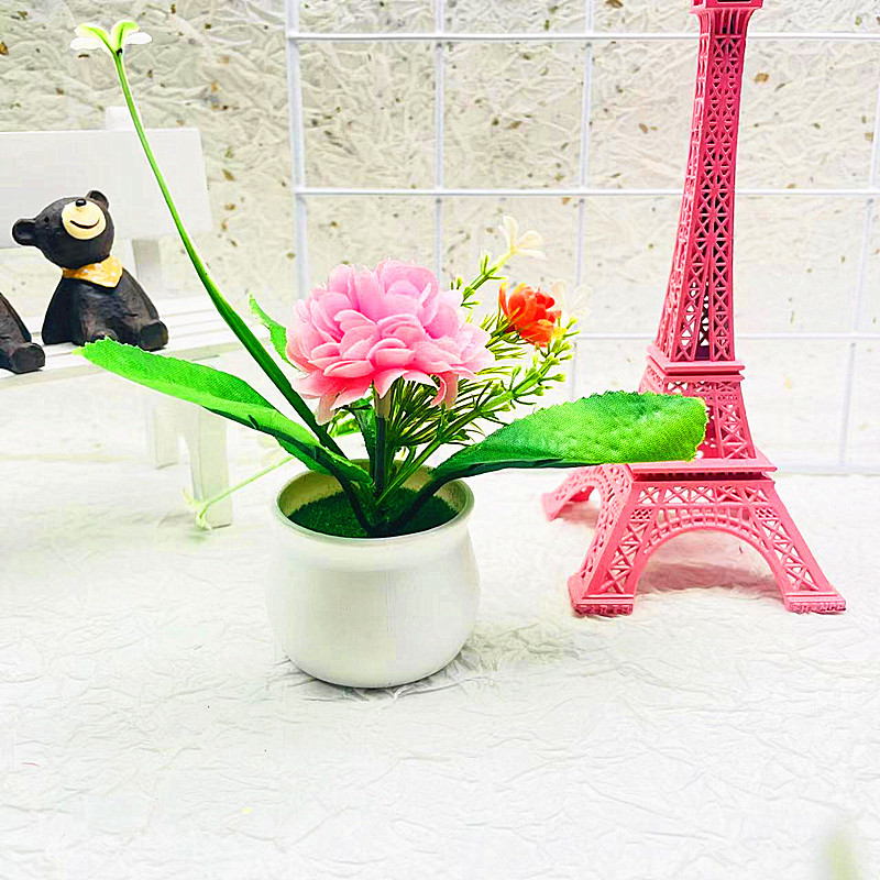 New Arrival Mini Desktop Simulation Potted Decorative Fake Flowers in Plastic Planters—Stunning Single-Head Chrysanthemum Bonsai for Cross-Border Markets